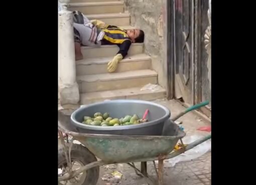 من أحلام الطفولة إلى واقع العناء.. لقطة لطفل يمني غلبه النوم من التعب